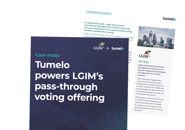 Graphic of the Tumelo and LGIM Case study documents.