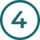 The number four is centred in a circle.